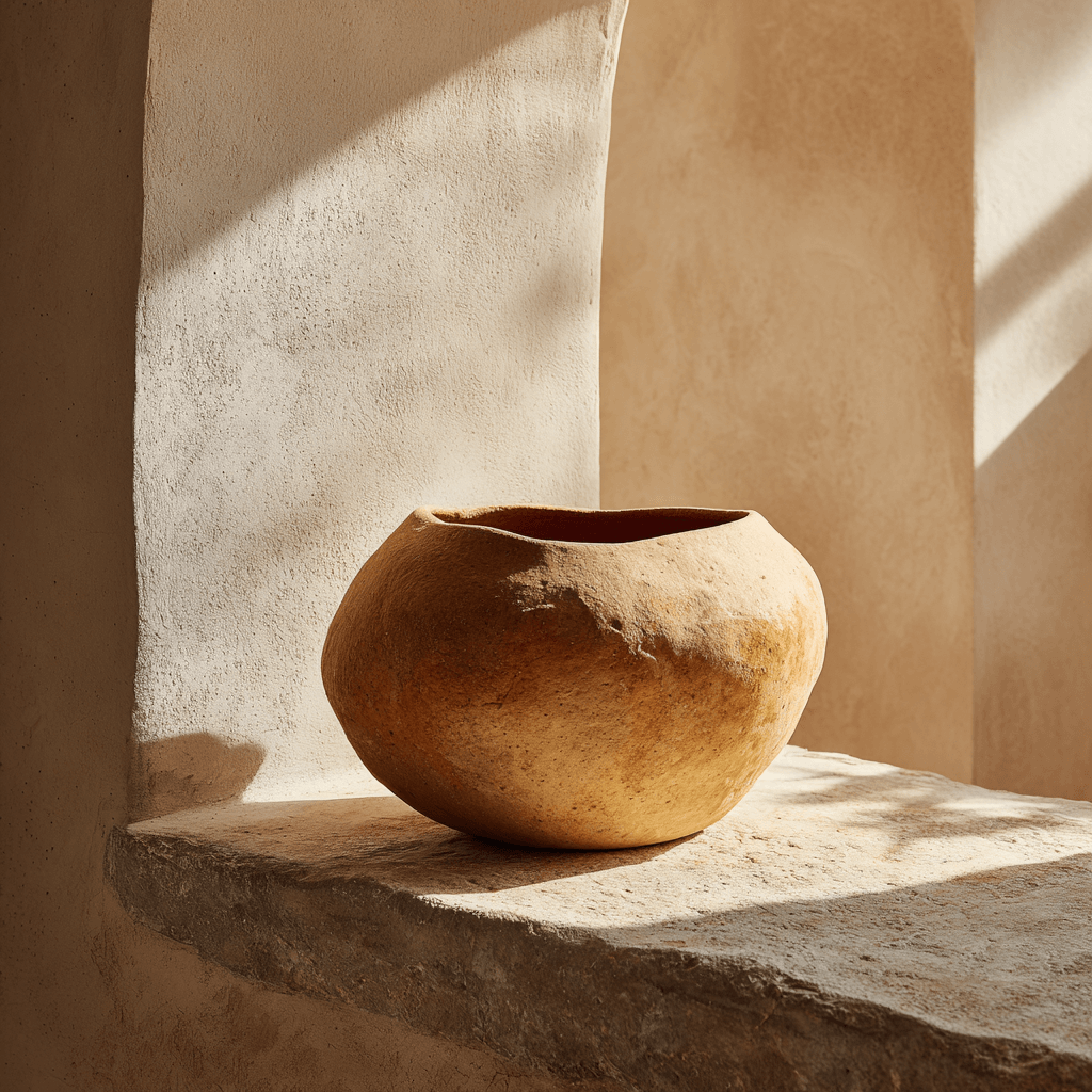 Handcrafted clay vessel — the material and the vessel share the same patience