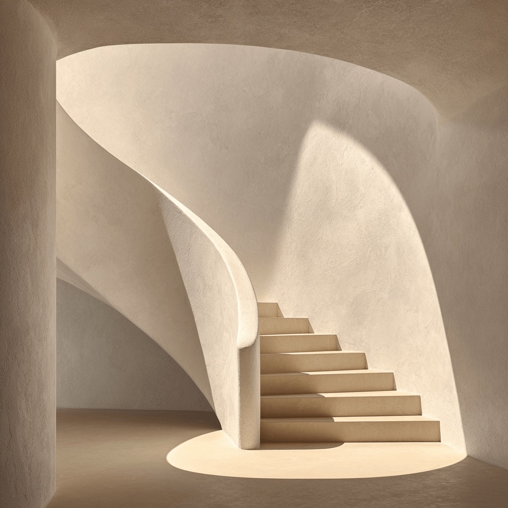 Sunlit stairwell — architecture and interior photography